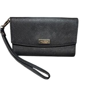 kate spade Black Saffiano Leather Wristlet Clutch
